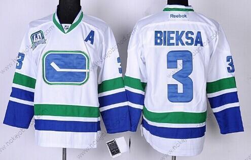 Muž Vancouver Canucks #3 Kevin Bieksa Bílý Alternativní Dres