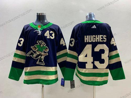 Muž Vancouver Canucks #43 Quinn Hughes Námořnictvo 2022 Obrácený Retro Sešitý Dres