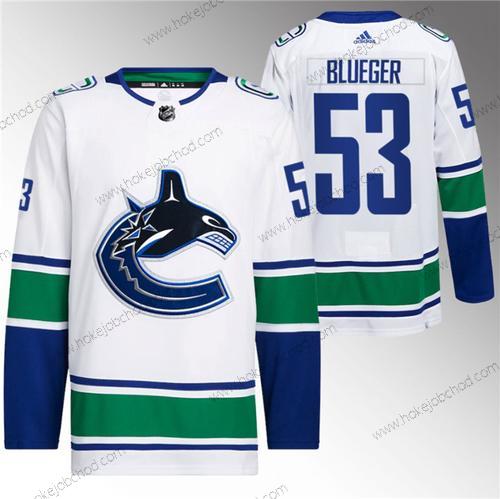 Muž Vancouver Canucks #53 Teddy Modrýger Bílý Retro Sešitý Dres