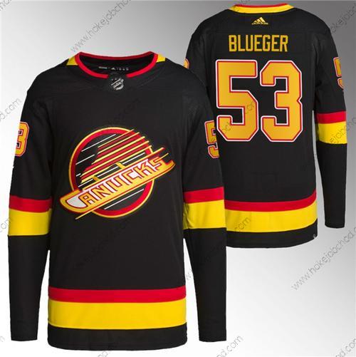 Muž Vancouver Canucks #53 Teddy Modrýger Černá Retro Sešitý Dres