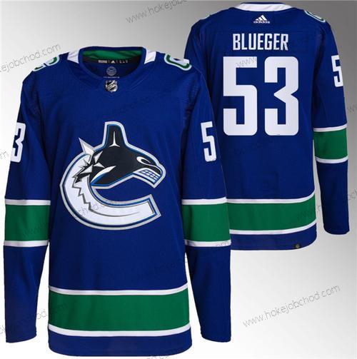 Muž Vancouver Canucks #53 Teddy Modrýger Modrý Retro Sešitý Dres