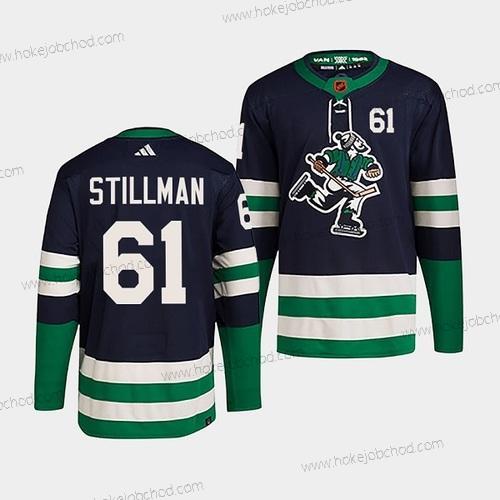 Muž Vancouver Canucks #61 Riley Stillman Námořnictvo 2022 Obrácený Retro Sešitý Dres