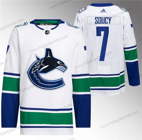 Muž Vancouver Canucks #7 Carson Soucy Bílý Sešitý Dres