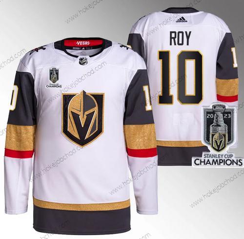 Muž Vegas Golden Knights #10 Nicolas Roy Bílý 2023 Stanley Cup Champions Sešitý Dres