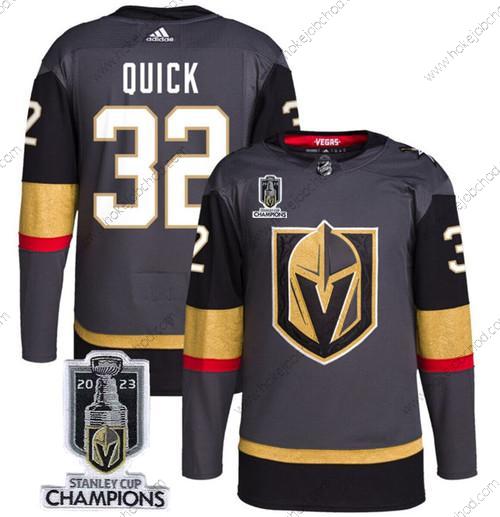 Muž Vegas Golden Knights #32 Jonathan Quick Šedá 2023 Stanley Cup Champions Sešitý Dres