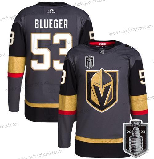 Muž Vegas Golden Knights #53 Teddy Modrýger Šedá 2023 Stanley Cup Final Sešitý Dres