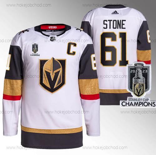 Muž Vegas Golden Knights #61 Mark Stone Bílý 2023 Stanley Cup Champions Sešitý Dres