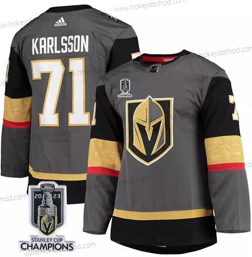 Muž Vegas Golden Knights #71 William Karlsson Šedá 2023 Stanley Cup Champions Sešitý Dres