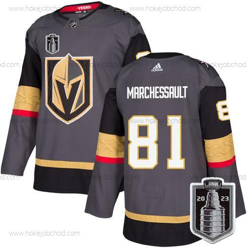 Muž Vegas Golden Knights #81 Jonathan Marchessault Šedá 2023 Stanley Cup Final Sešitý Dres