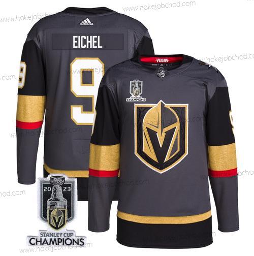 Muž Vegas Golden Knights #9 Jack Eichel Šedá 2023 Stanley Cup Champions Sešitý Dres