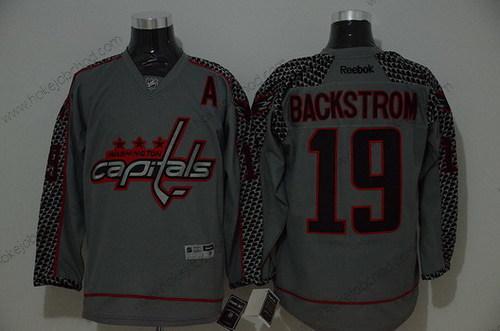 Muž Washington Capitals #19 Nicklas Backstrom Charcoal Šedá Dres