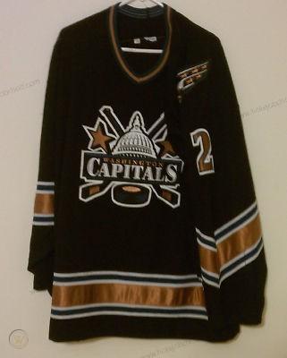 Muž Washington Capitals #2 Ken Klee Game Worn Černá Reebok Dres