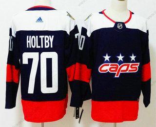 Muž Washington Capitals #70 Braden Holtby Námořnictvo Modrý 2018 Stadium Series Sešitý NHL Hokejový Dres