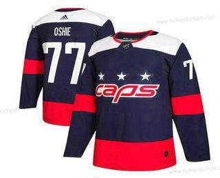 Muž Washington Capitals #77 T. J. Oshie Námořnictvo Modrý 2018 Stadium Series Sešitý NHL Hokejový Dres