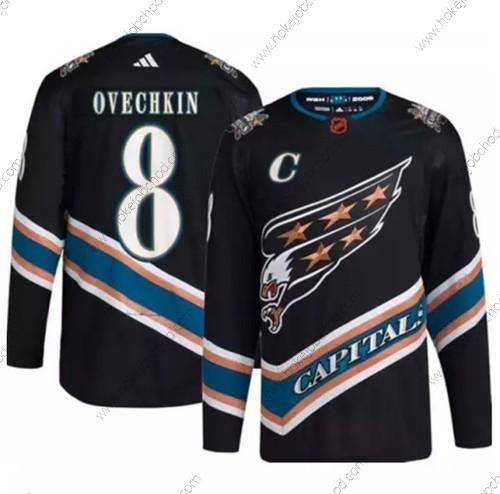 Muž Washington Capitals #8 Alex Ovechkin Černá 2022-23 Obrácený Retro Sešitý Dres