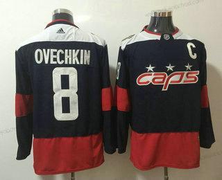 Muž Washington Capitals #8 Alexander Ovechkin Námořnictvo Modrý 2018 Stadium Series Sešitý NHL Hokejový Dres