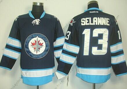 Muž Winnipeg Jets #13 Teemu Selanne Námořnictvo Modrý Dres