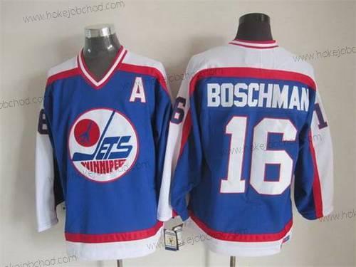 Muž Winnipeg Jets #16 Laurie Boschman 1979-80 Modrý CCM Vintage Dres