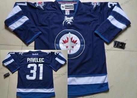 Muž Winnipeg Jets #31 Ondrej Pavelec Námořnictvo Modrý Dres