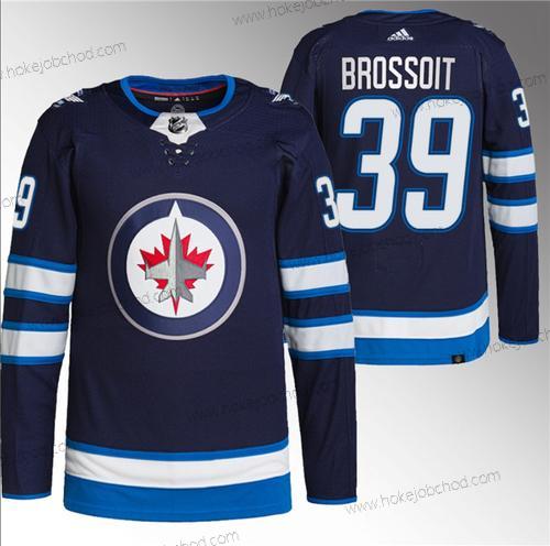 Muž Winnipeg Jets #39 Laurent Brossoit Námořnictvo Sešitý Dres