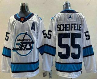 Muž Winnipeg Jets #55 Mark Scheifele Bílý 2022 Obrácený Retro Sešitý Dres