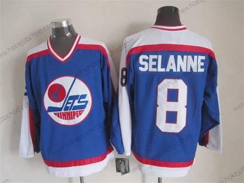 Muž Winnipeg Jets #8 Teemu Selanne 1979-80 Modrý CCM Vintage Dres