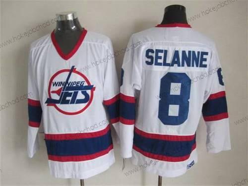 Muž Winnipeg Jets #8 Teemu Selanne 1990-91 Bílý CCM Vintage Dres