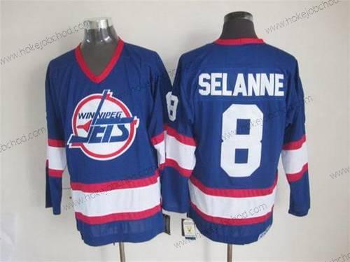 Muž Winnipeg Jets #8 Teemu Selanne 1990-91 Námořnictvo Modrý CCM Vintage Dres