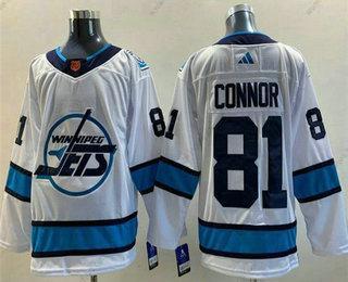 Muž Winnipeg Jets #81 Kyle Connor Bílý 2022 Obrácený Retro Sešitý Dres