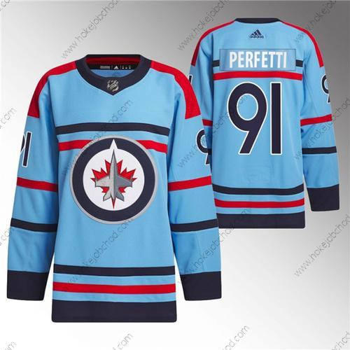 Muž Winnipeg Jets #91 Cole Perfetti Modrý Výročí Primegreen Sešitý Dres