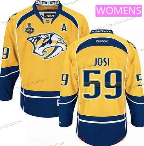 Muž WoNashville Predators #59 Roman Josi Žlutá 2017 Stanley Cup Finals A Patch Sešitý NHL Reebok Hokejový Dres