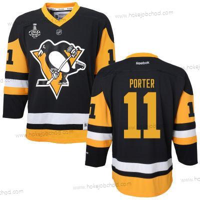 Muž WoPittsburgh Penguins #11 Kevin Porter Černá With Žlutá 2017 Stanley Cup NHL Finals Patch Dres