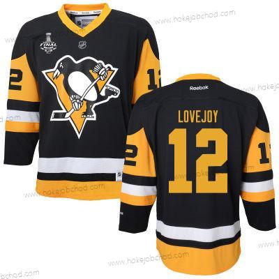 Muž WoPittsburgh Penguins #12 Ben Lovejoy Černá With Žlutá 2017 Stanley Cup NHL Finals Patch Dres