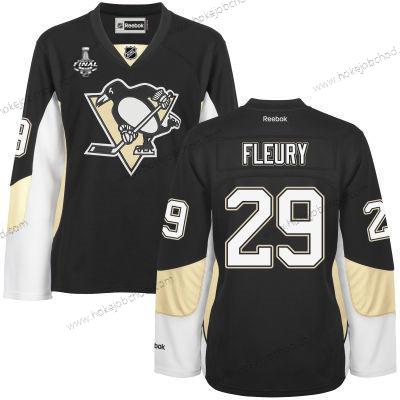 Muž WoPittsburgh Penguins #29 Marc-Andre Fleury Černá Tým Color 2017 Stanley Cup NHL Finals Patch Dres