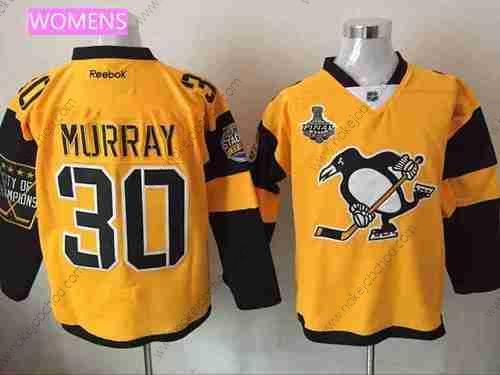 Muž WoPittsburgh Penguins #30 Matt Murray Žlutá Stadium Series 2017 Stanley Cup Finals Patch Sešitý NHL Reebok Hokejový Dres