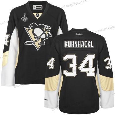 Muž WoPittsburgh Penguins #34 Tom Kuhnhackl Černá Tým Color 2017 Stanley Cup NHL Finals Patch Dres