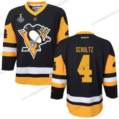 Muž WoPittsburgh Penguins #4 Justin Schultz Černá With Žlutá 2017 Stanley Cup NHL Finals Patch Dres