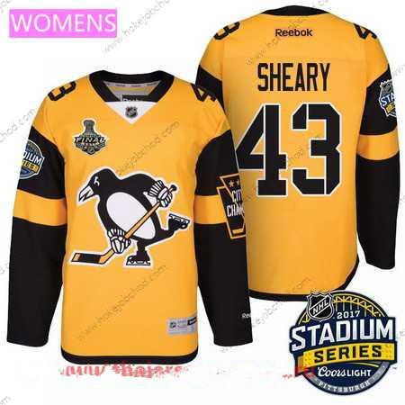 Muž WoPittsburgh Penguins #43 Conor Sheary Žlutá Stadium Series 2017 Stanley Cup Finals Patch Sešitý NHL Reebok Hokejový Dres