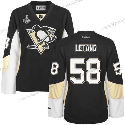 Muž WoPittsburgh Penguins #58 Kris Letang Černá Tým Color 2017 Stanley Cup NHL Finals Patch Dres