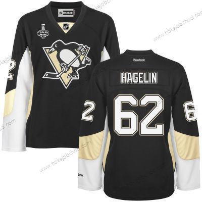 Muž WoPittsburgh Penguins #62 Carl Hagelin Černá Tým Color 2017 Stanley Cup NHL Finals Patch Dres