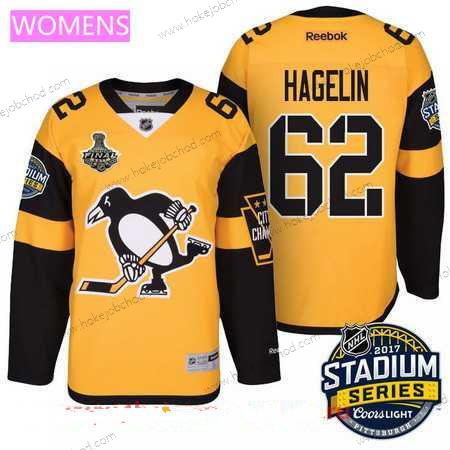 Muž WoPittsburgh Penguins #62 Carl Hagelin Žlutá Stadium Series 2017 Stanley Cup Finals Patch Sešitý NHL Reebok Hokejový Dres