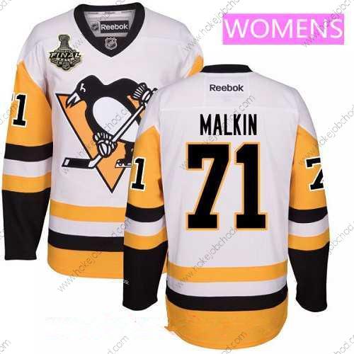 Muž WoPittsburgh Penguins #71 Evgeni Malkin Bílý Alternativní 2017 Stanley Cup Finals Patch Sešitý NHL Reebok Hokejový Dres