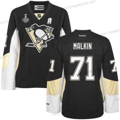 Muž WoPittsburgh Penguins #71 Evgeni Malkin Černá Tým Color 2017 Stanley Cup NHL Finals A Patch Dres