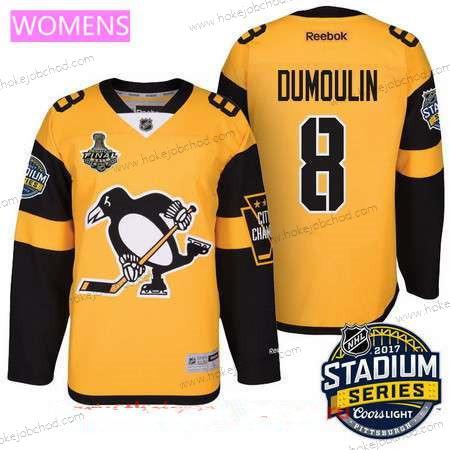 Muž WoPittsburgh Penguins #8 Brian Dumoulin Žlutá Stadium Series 2017 Stanley Cup Finals Patch Sešitý NHL Reebok Hokejový Dres