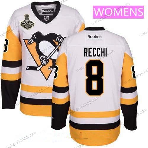 Muž WoPittsburgh Penguins #8 Mark Recchi Bílý Alternativní 2017 Stanley Cup Finals Patch Sešitý NHL Reebok Hokejový Dres