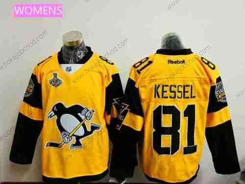 Muž WoPittsburgh Penguins #81 Phil Kessel Žlutá Stadium Series 2017 Stanley Cup Finals Patch Sešitý NHL Reebok Hokejový Dres