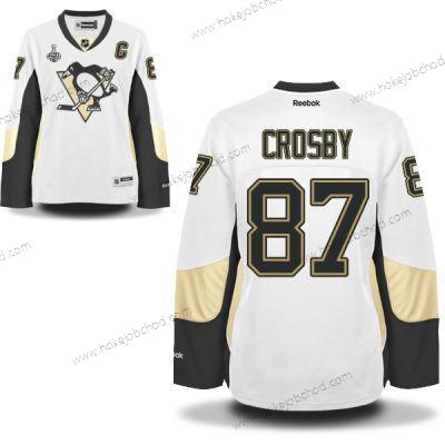 Muž WoPittsburgh Penguins #87 Sidney Crosby Bílý Road 2017 Stanley Cup NHL Finals C Patch Dres