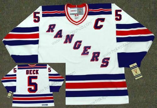 Muž York New York Rangers #5 Barry Beck 1983 CCM Vintage Bílý Červené Modrý Domácí NHL Hokejový Dres