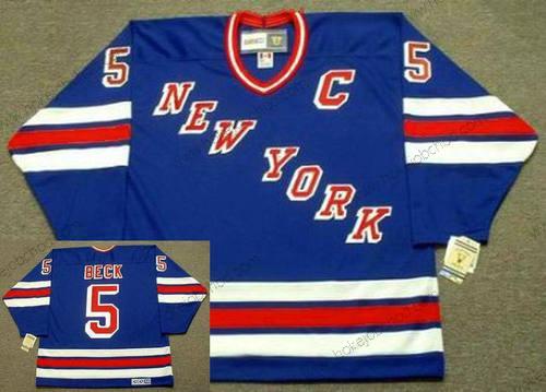 Muž York New York Rangers #5 Barry Beck 1983 CCM Vintage Modrý Červené Bílý Venkovní NHL Hokejový Dres