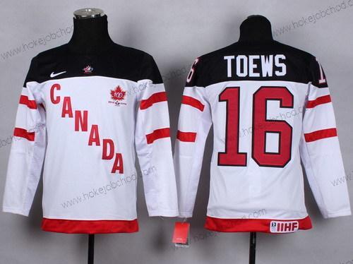 Nike Dětské 2014/15 Tým Kanady #16 Jonathan Toews Bílý 100th Dres